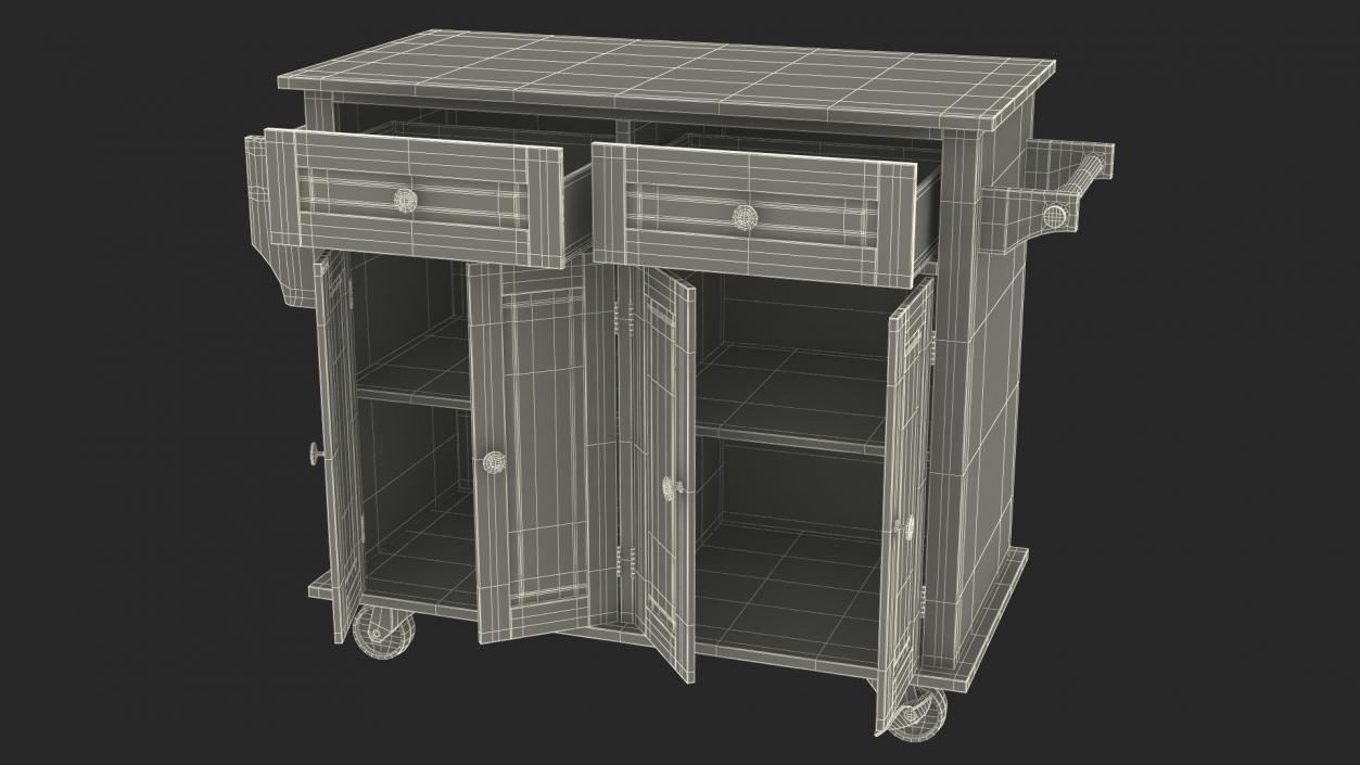 Rolling Kitchen Table Black 3D