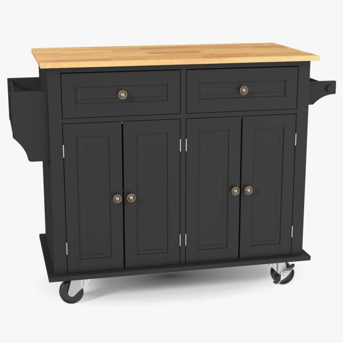 Rolling Kitchen Table Black 3D