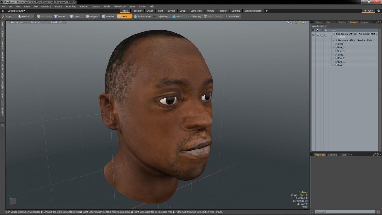 3D model Handsome African American Male Head