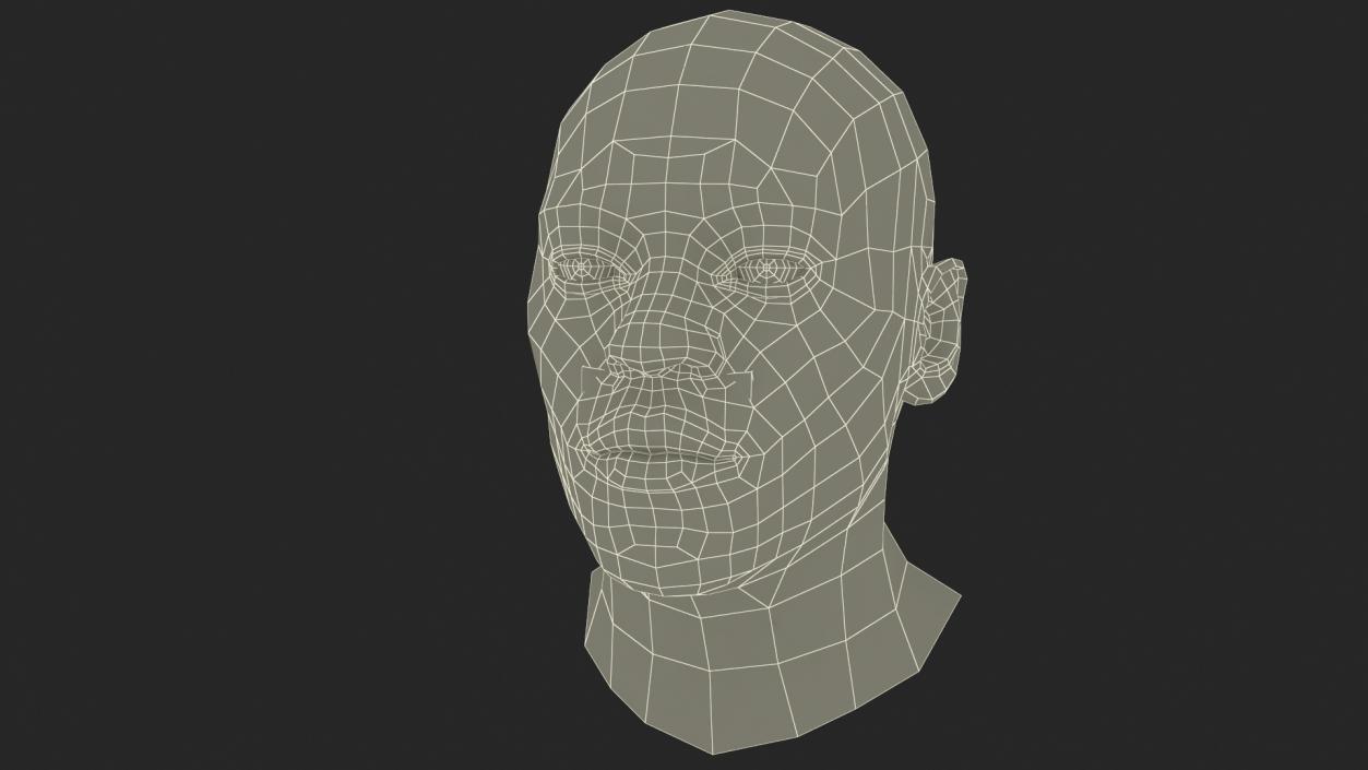 3D model Handsome African American Male Head