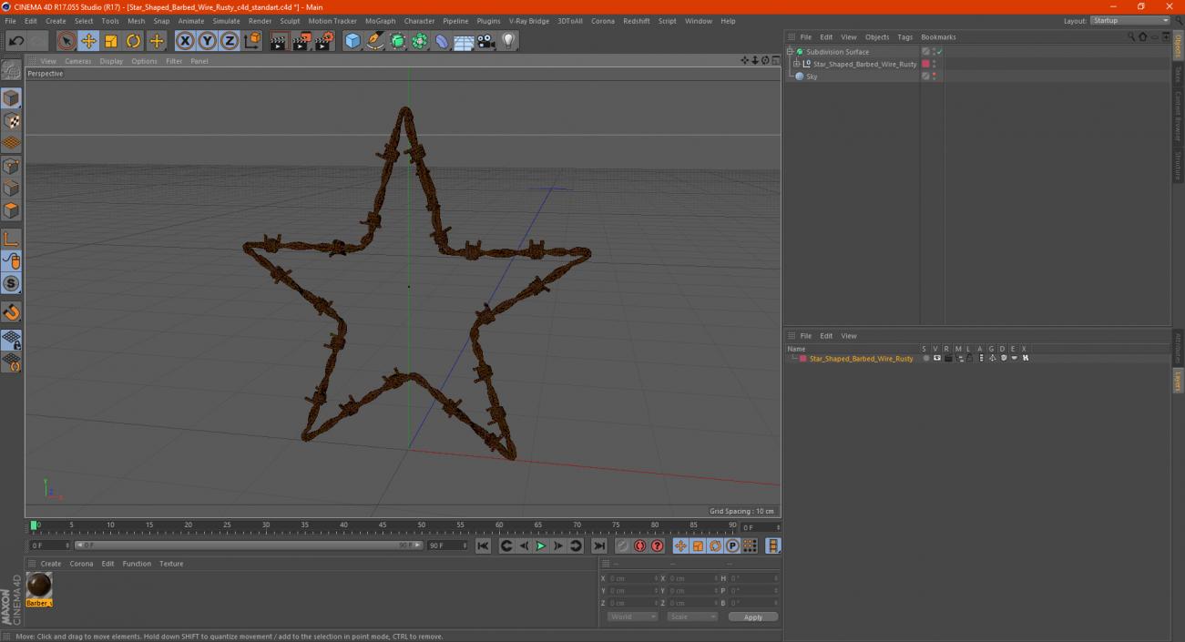 Star Shaped Barbed Wire Rusty 3D model