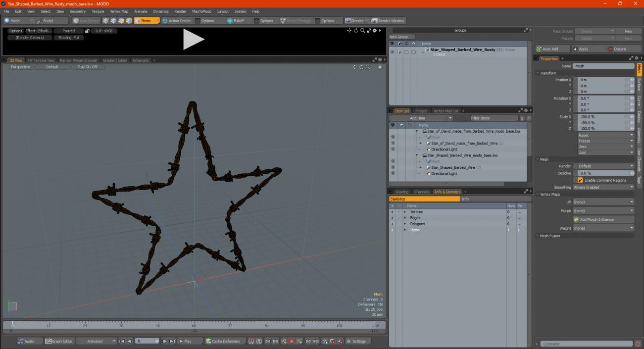 Star Shaped Barbed Wire Rusty 3D model