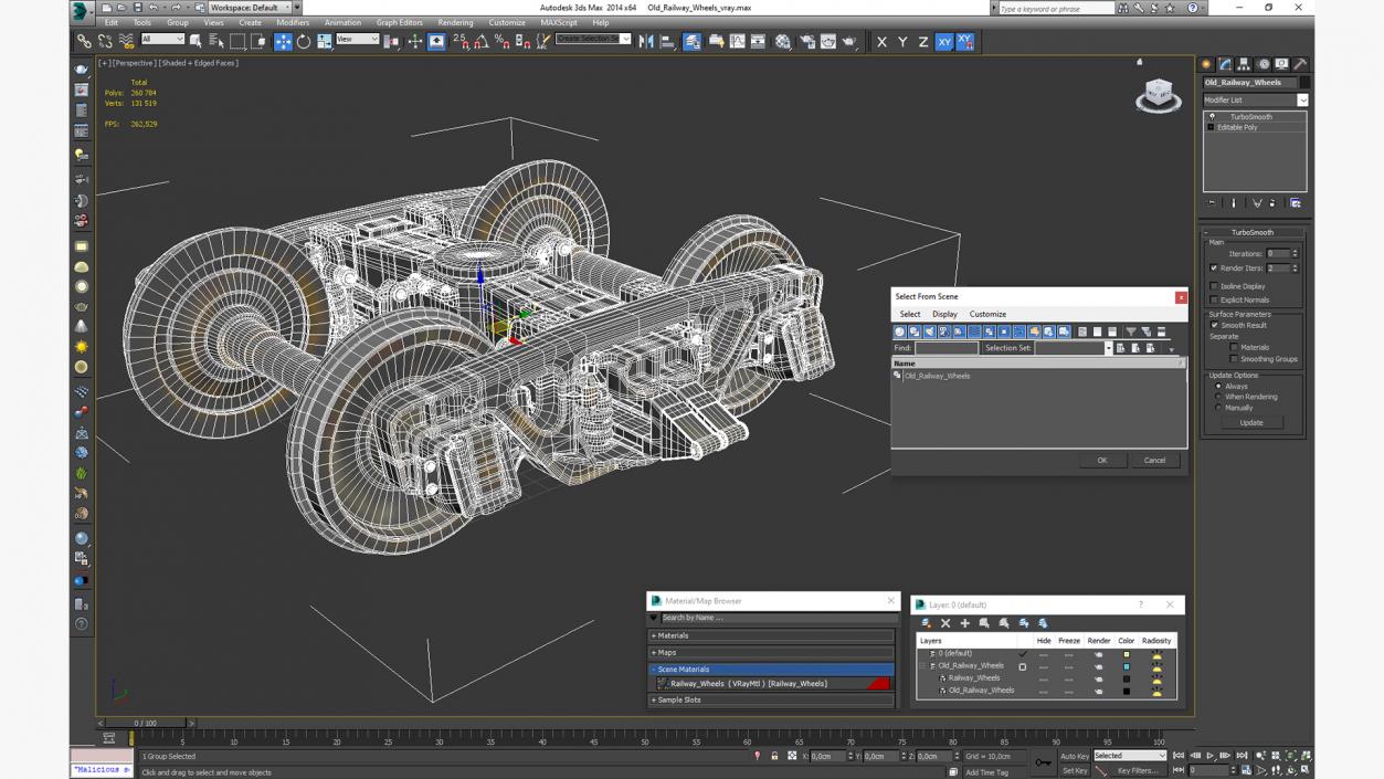 3D Old Railway Wheels model