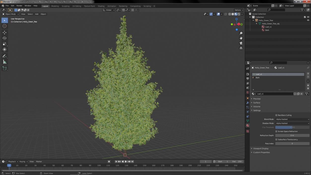 3D Holly Green Tree