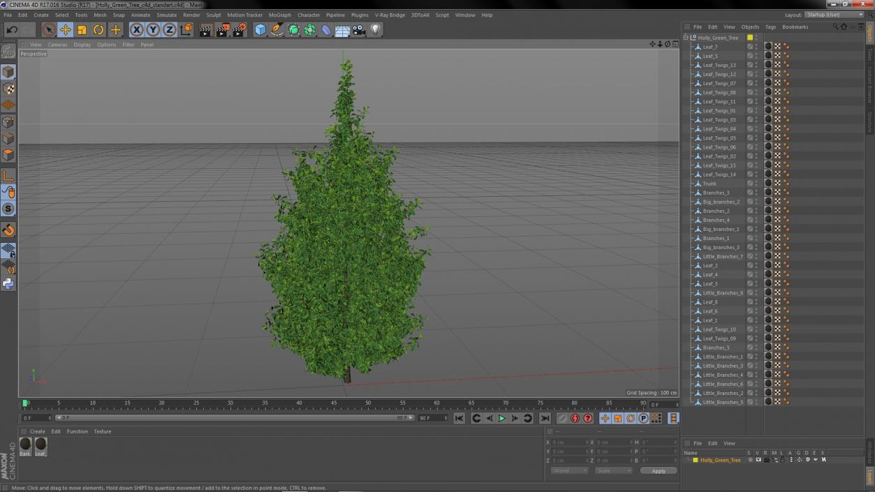 3D Holly Green Tree