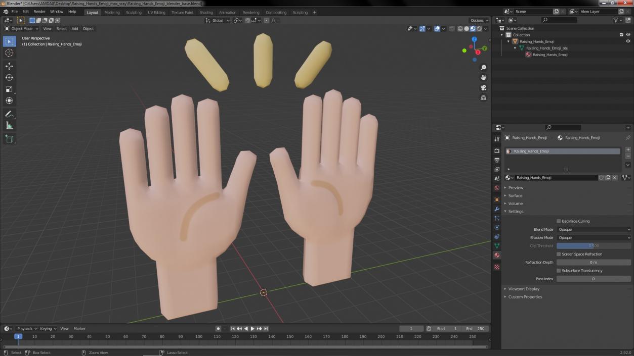 Raising Hands Emoji 3D model