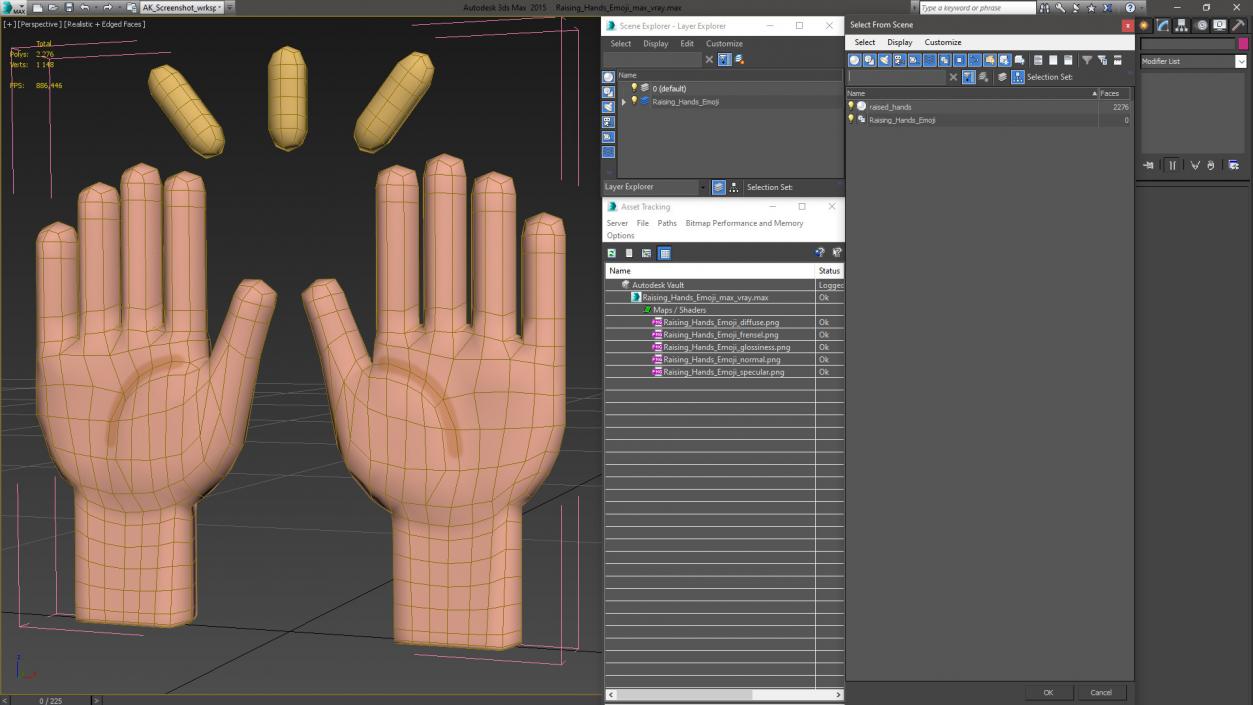 Raising Hands Emoji 3D model