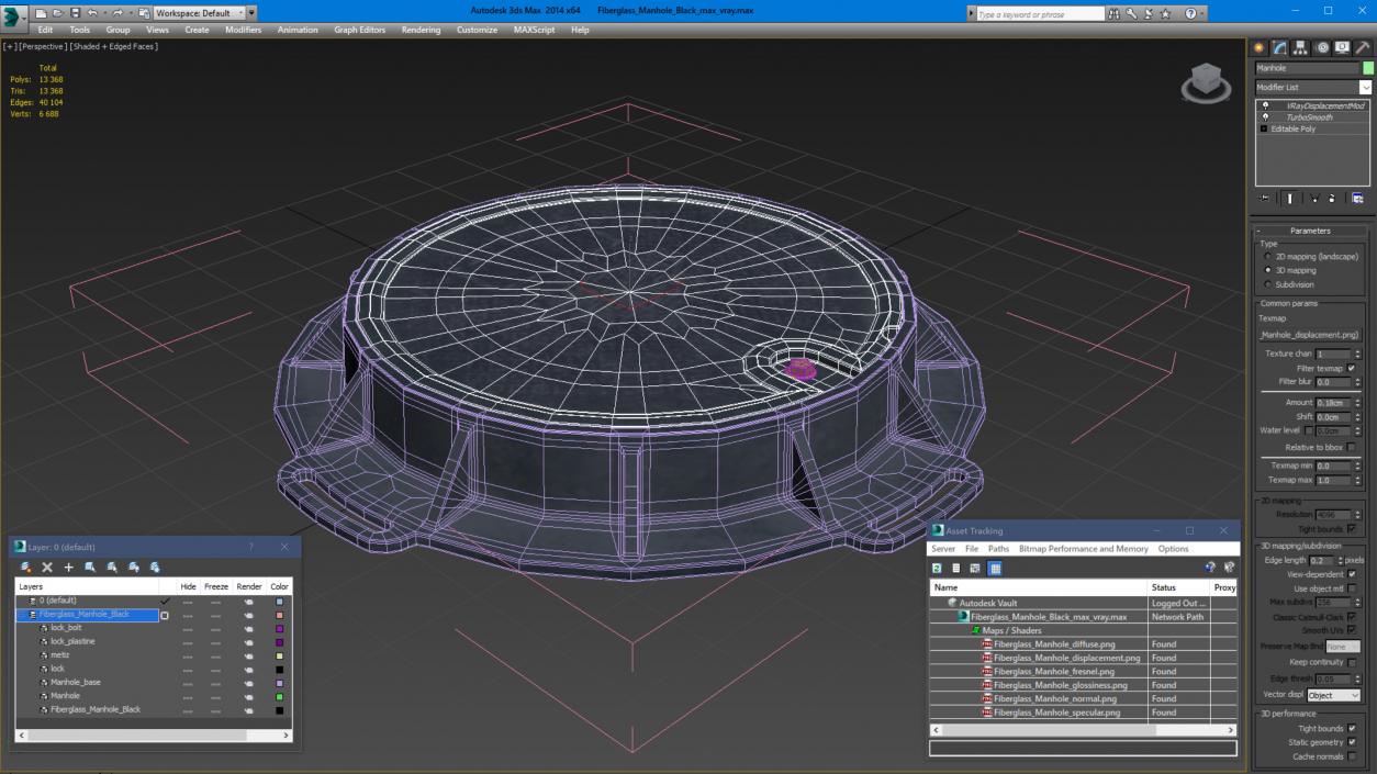 Fiberglass Manhole Black 3D model