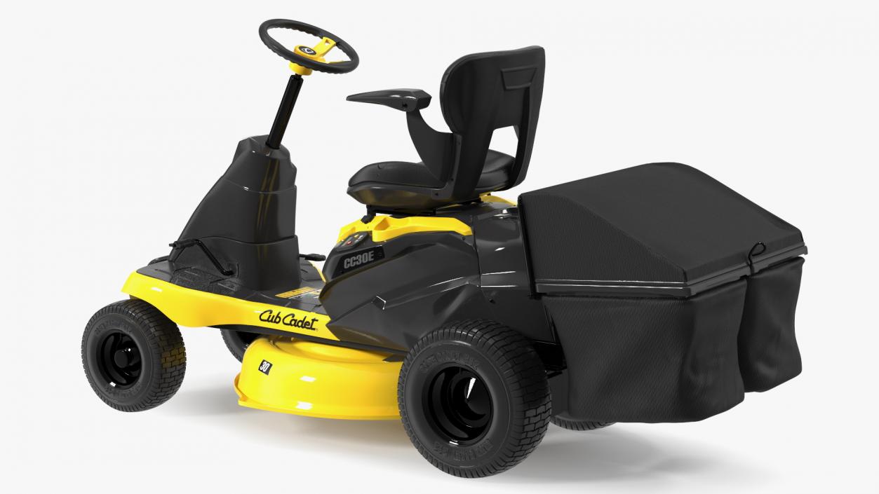 Man with Riding Lawn Mower Cub Cadet CC30E 3D