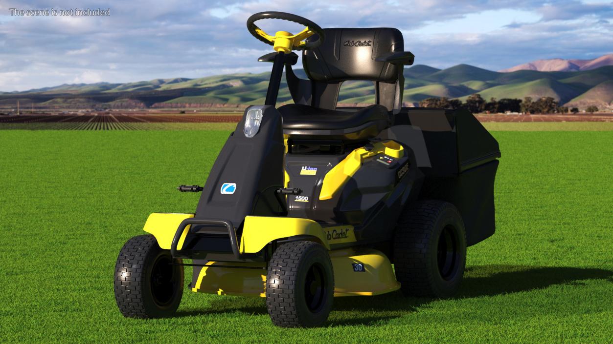 Man with Riding Lawn Mower Cub Cadet CC30E 3D