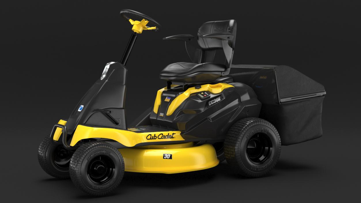 Man with Riding Lawn Mower Cub Cadet CC30E 3D