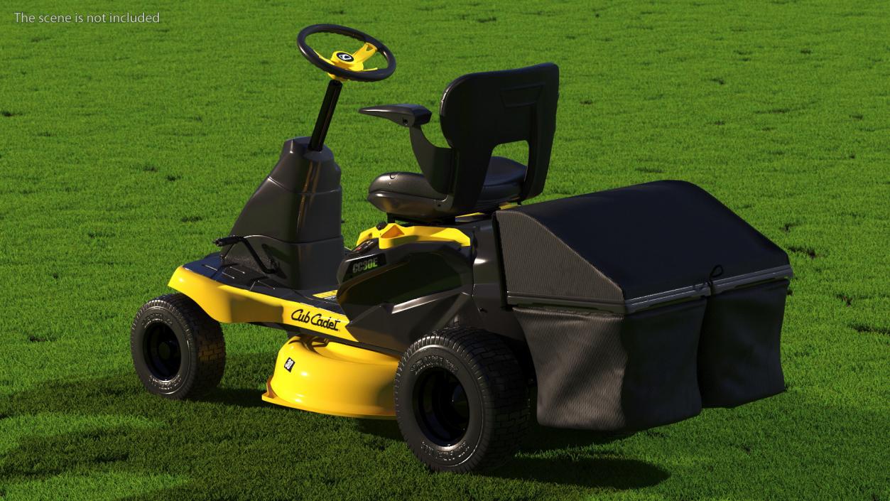 Man with Riding Lawn Mower Cub Cadet CC30E 3D