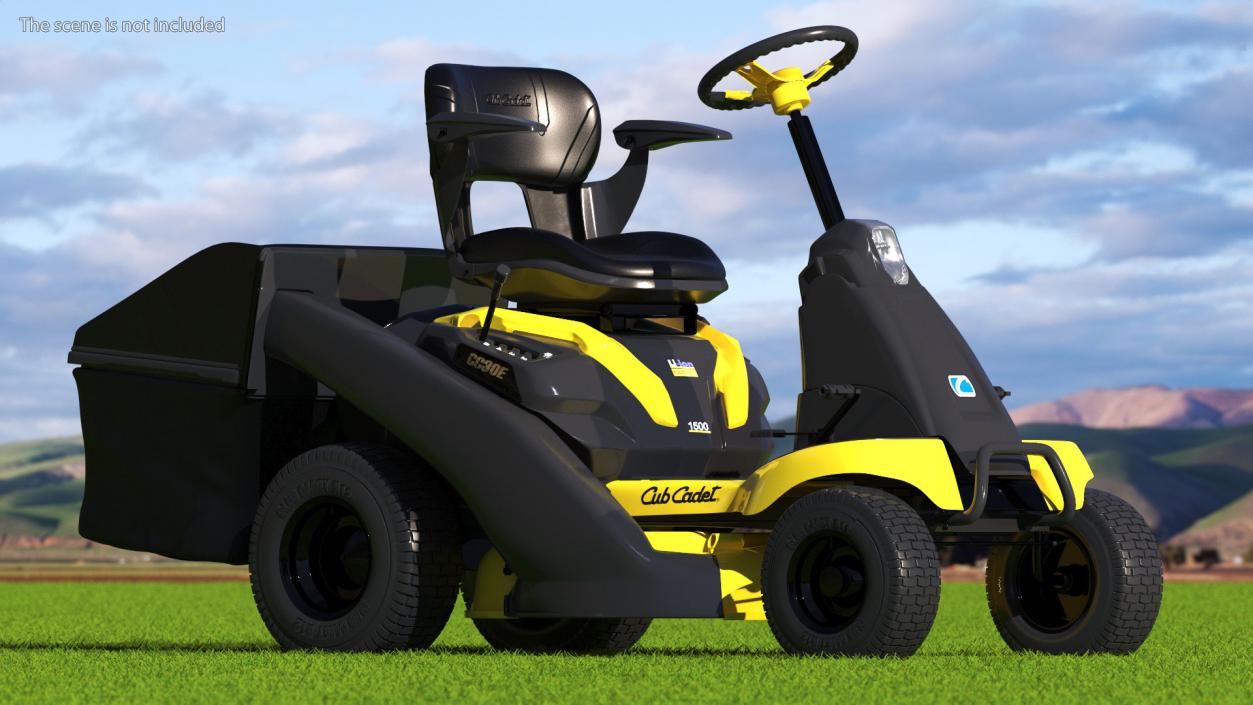 Man with Riding Lawn Mower Cub Cadet CC30E 3D