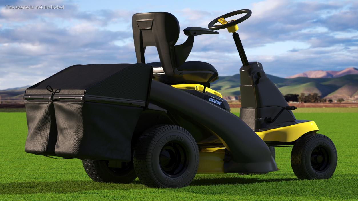 Man with Riding Lawn Mower Cub Cadet CC30E 3D