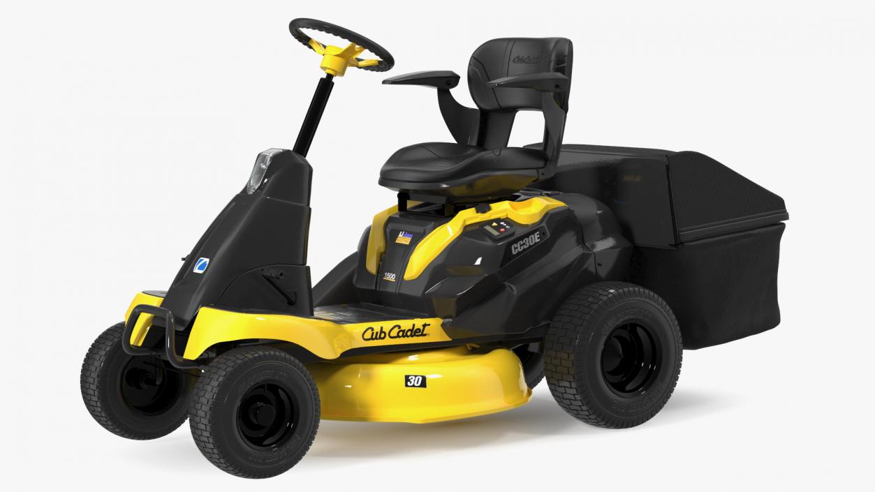 Man with Riding Lawn Mower Cub Cadet CC30E 3D