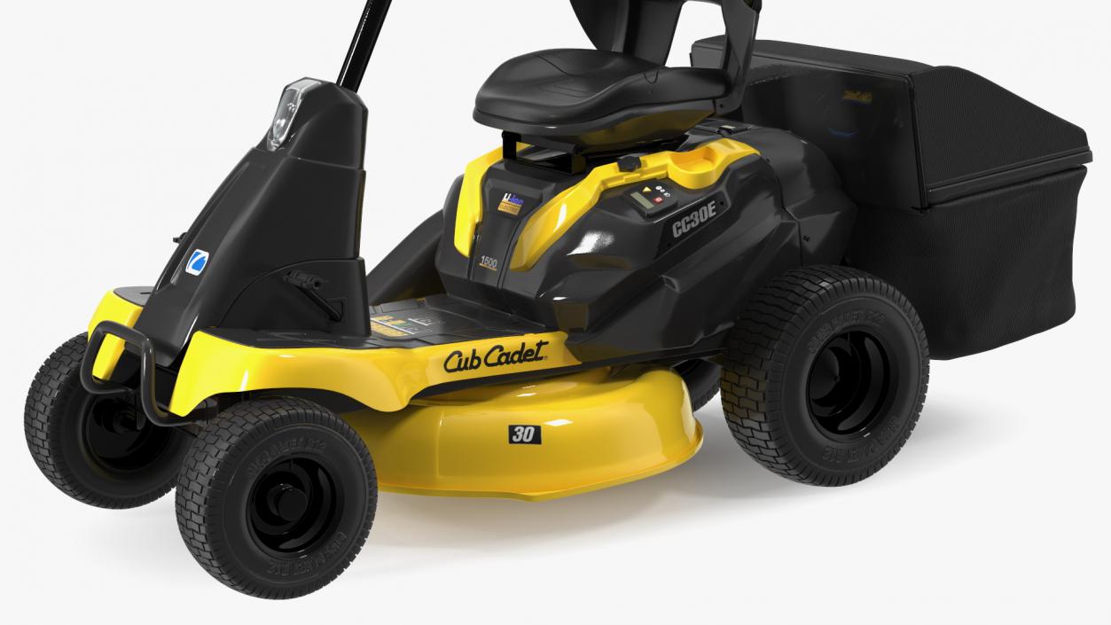 Man with Riding Lawn Mower Cub Cadet CC30E 3D