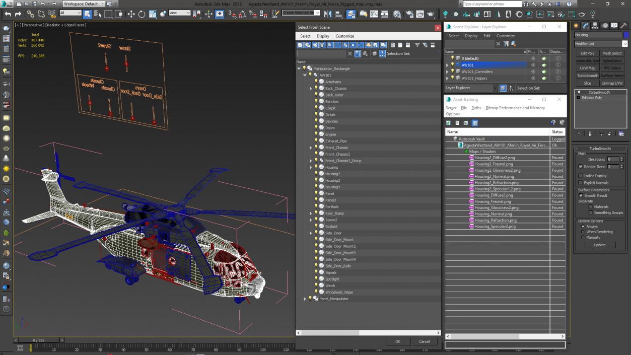 3D model AgustaWestland AW101 Merlin Royal Air Force Rigged