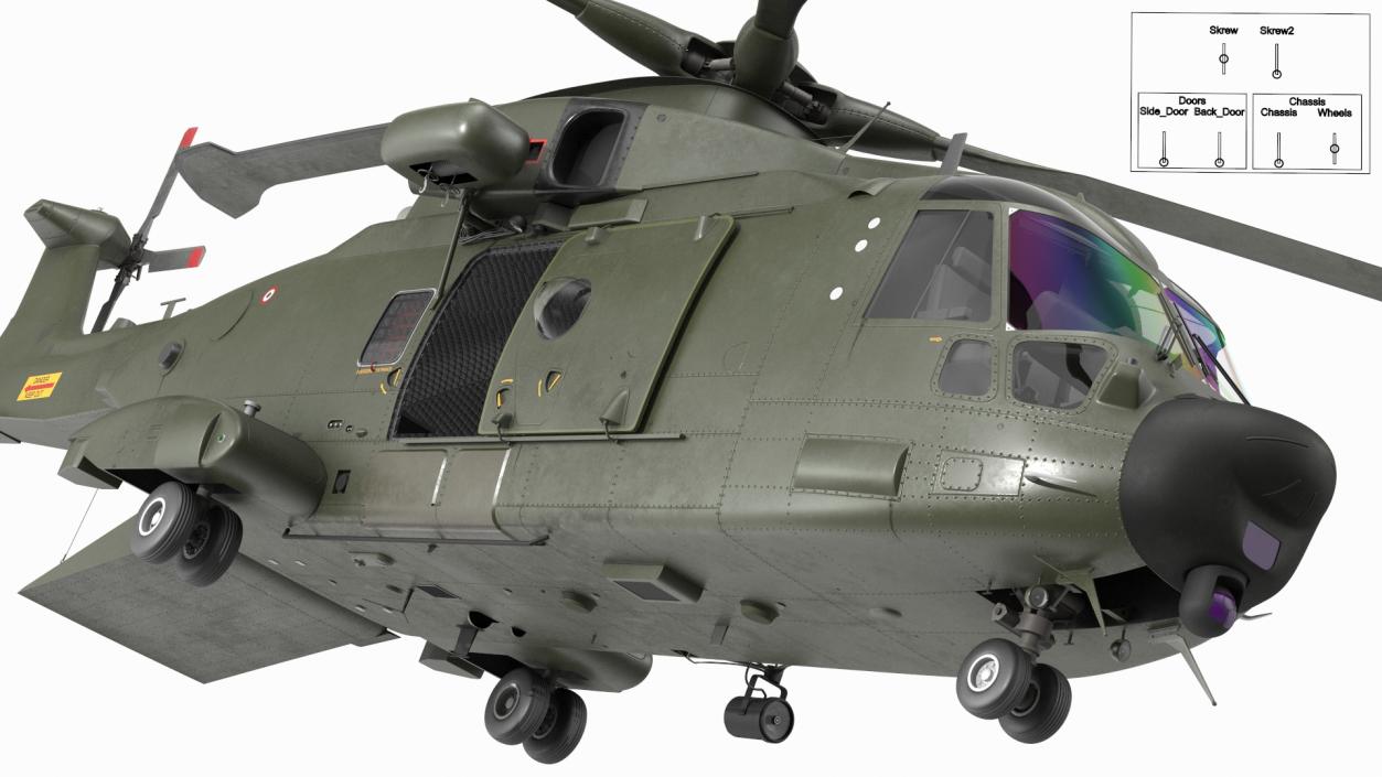 3D model AgustaWestland AW101 Merlin Royal Air Force Rigged