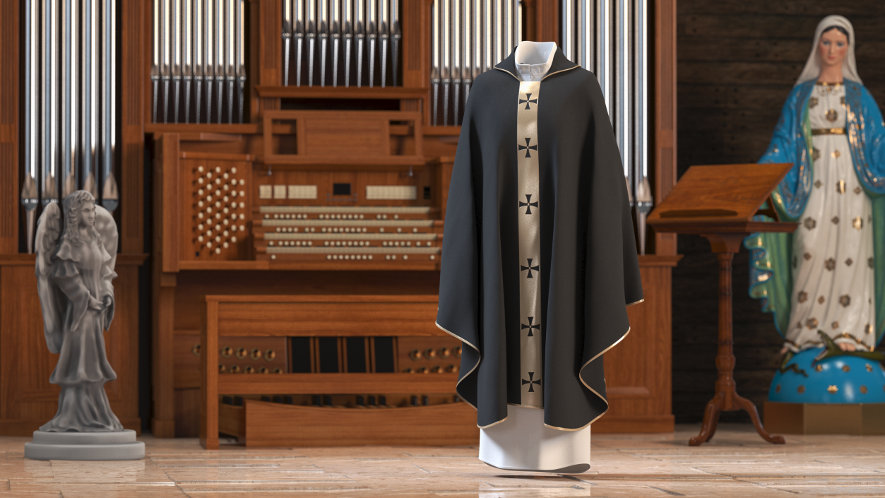 3D Black Gothic Chasuble