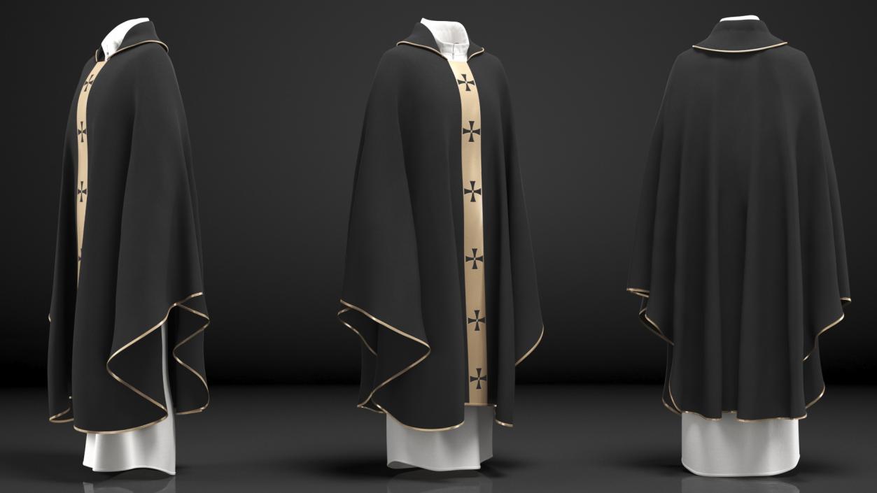 3D Black Gothic Chasuble