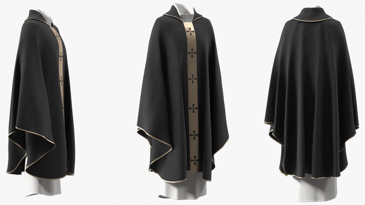 3D Black Gothic Chasuble