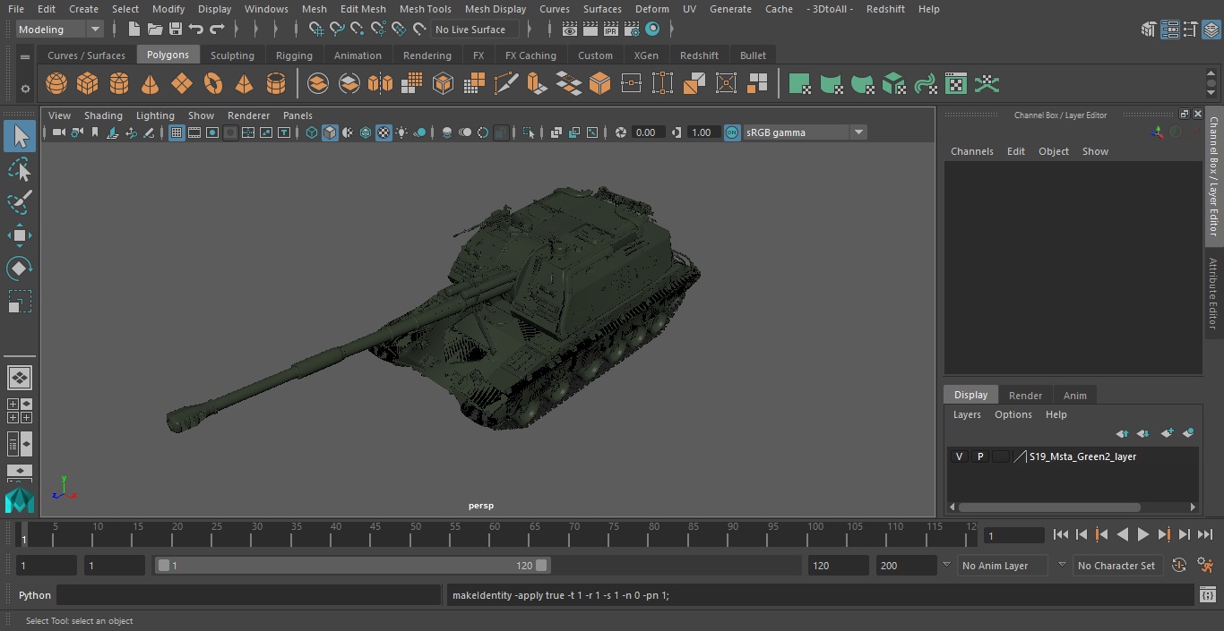 3D model 2S19 Msta Green