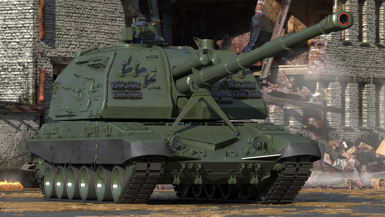 3D model 2S19 Msta Green