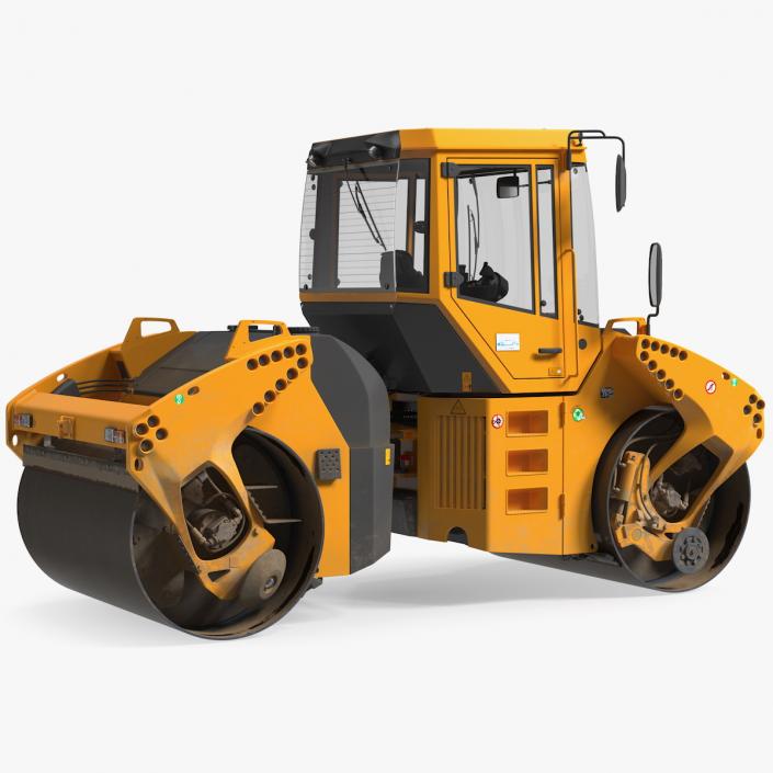 3D Articulated Tandem Road Roller Dusty