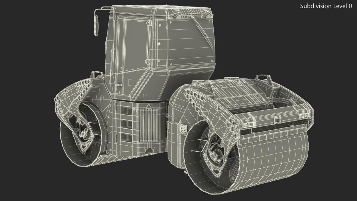 3D Articulated Tandem Road Roller Dusty