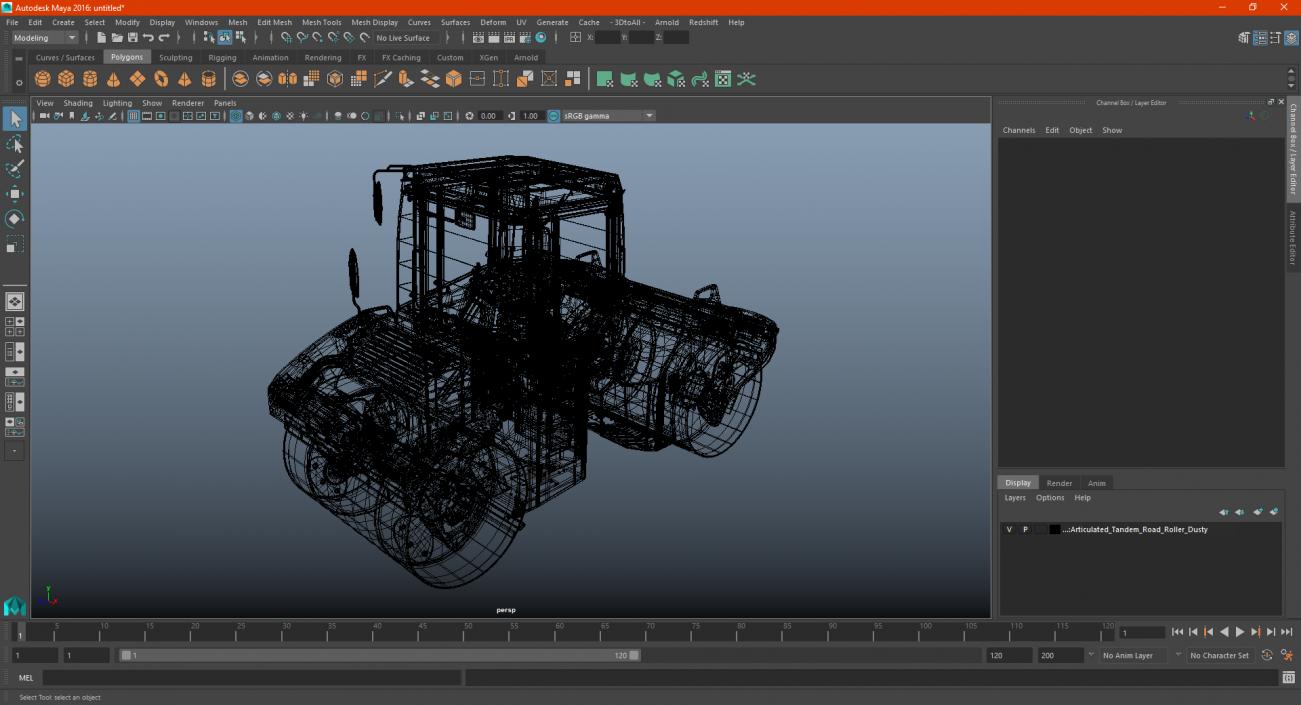 3D Articulated Tandem Road Roller Dusty