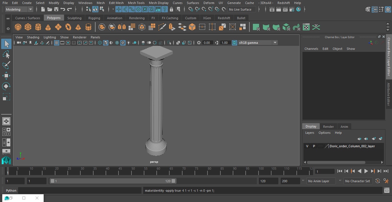 Doric Order Greek Column 3D model