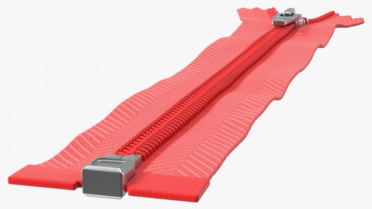 Nylon Coil Separating Zipper Red 3D