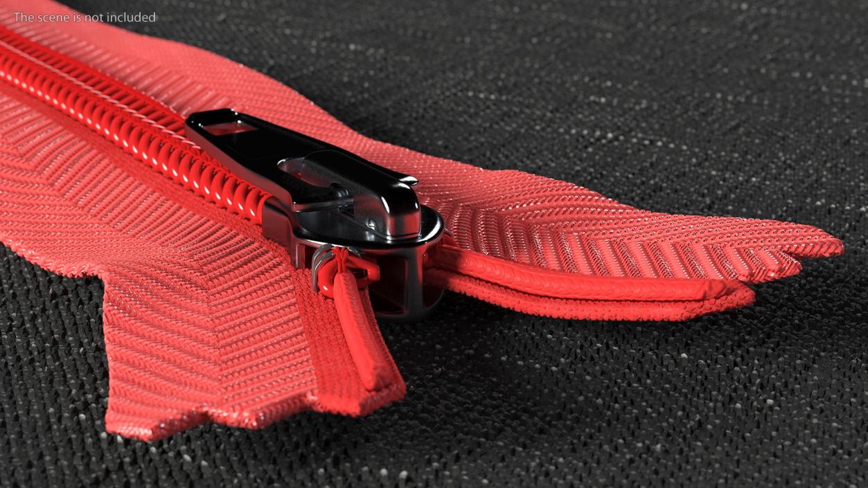 Nylon Coil Separating Zipper Red 3D