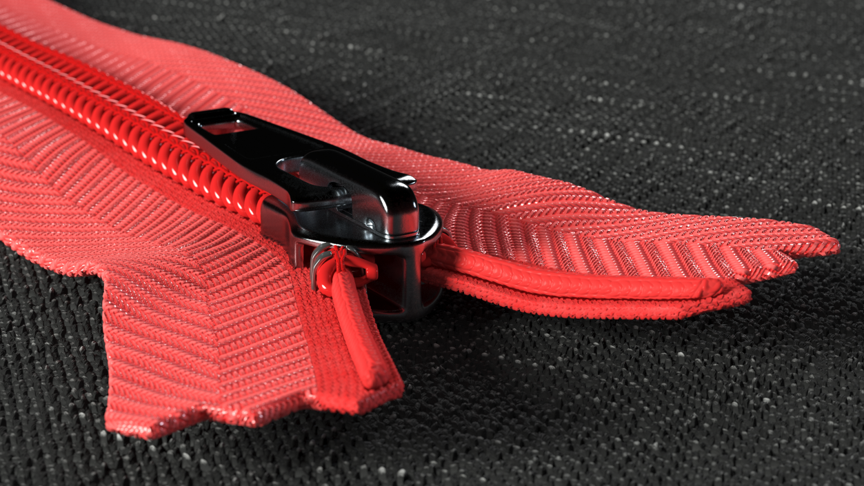 Nylon Coil Separating Zipper Red 3D