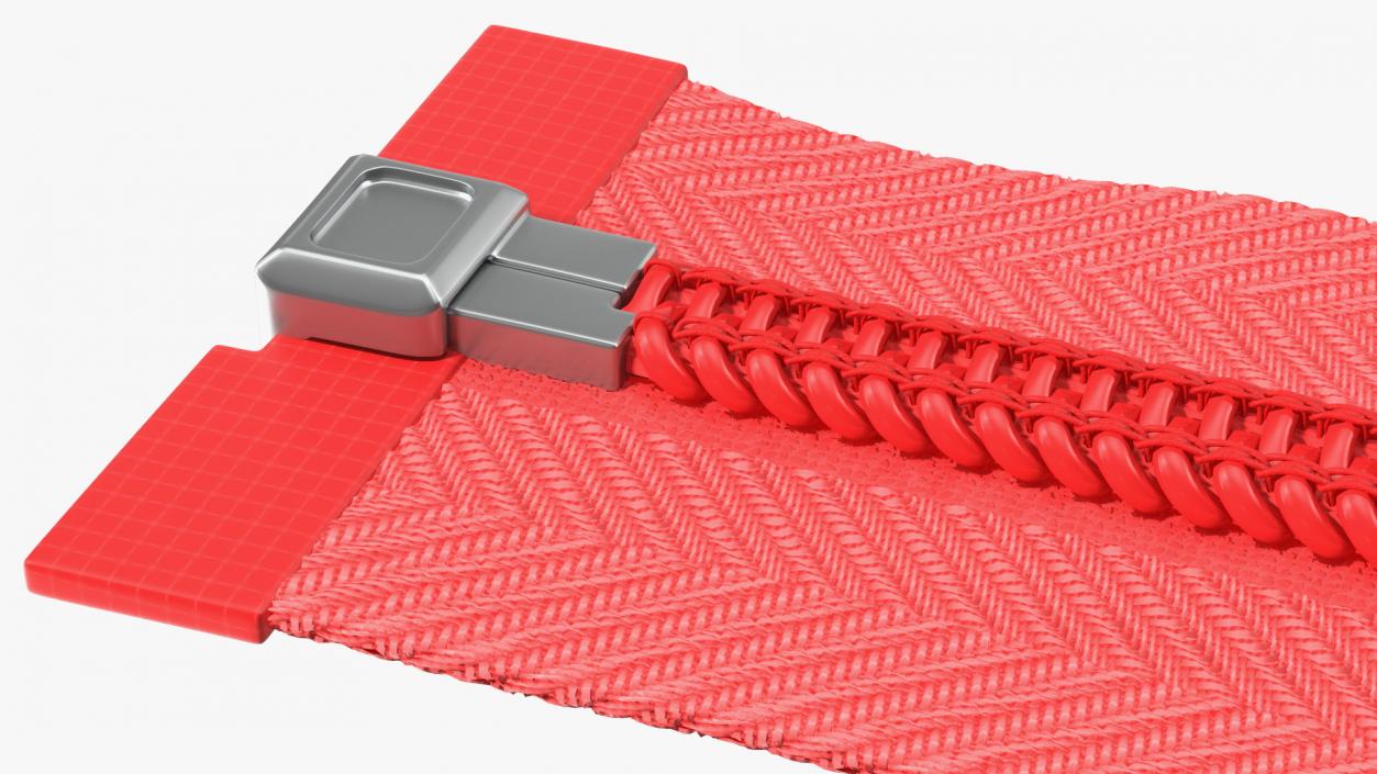 Nylon Coil Separating Zipper Red 3D