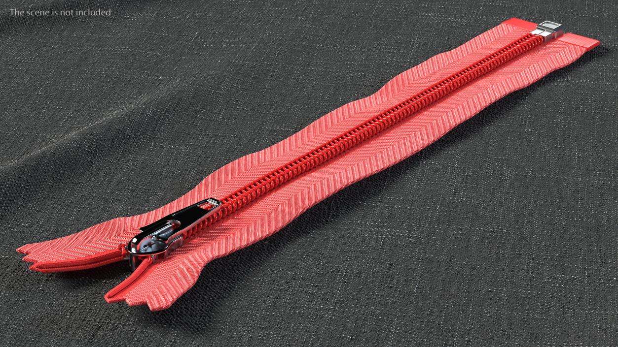 Nylon Coil Separating Zipper Red 3D