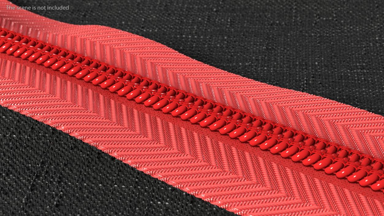 Nylon Coil Separating Zipper Red 3D