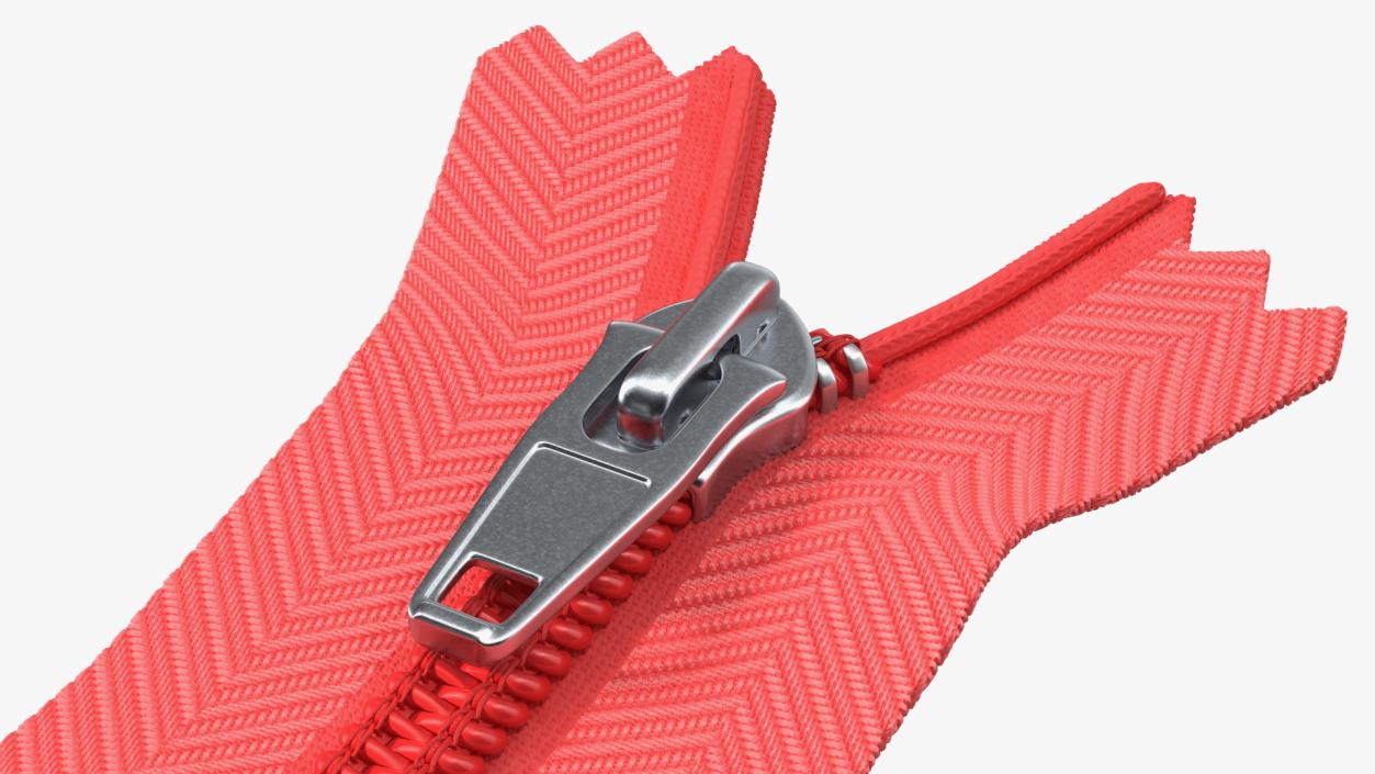 Nylon Coil Separating Zipper Red 3D