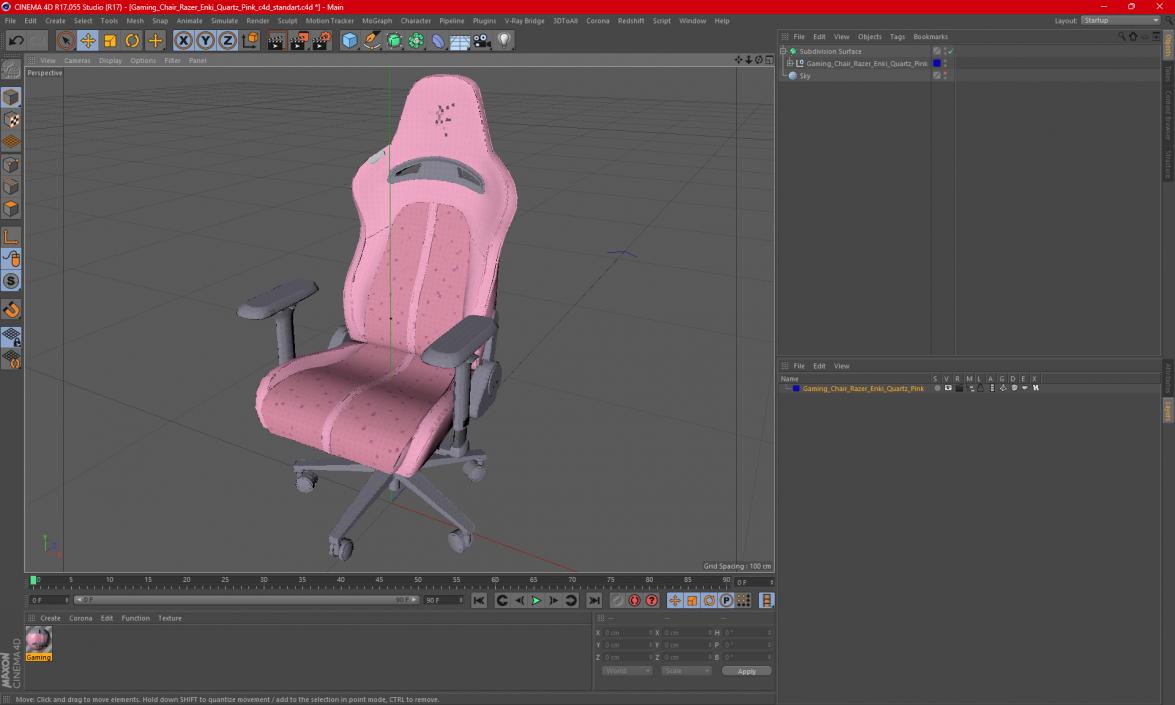 3D model Gaming Chair Razer Enki Quartz Pink