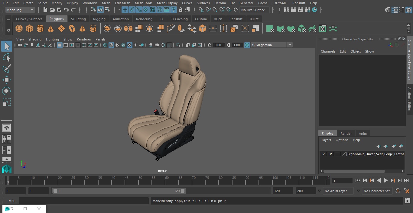 3D model Ergonomic Driver Seat Beige Leather