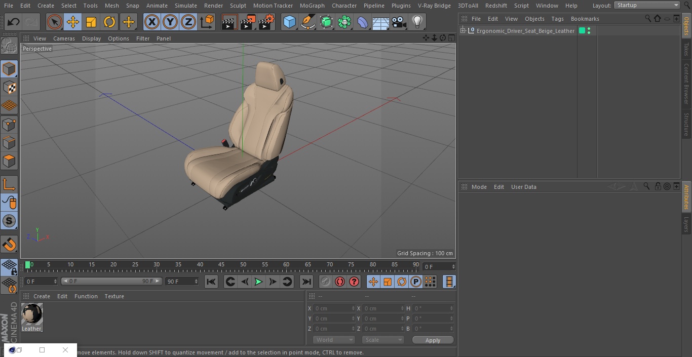 3D model Ergonomic Driver Seat Beige Leather