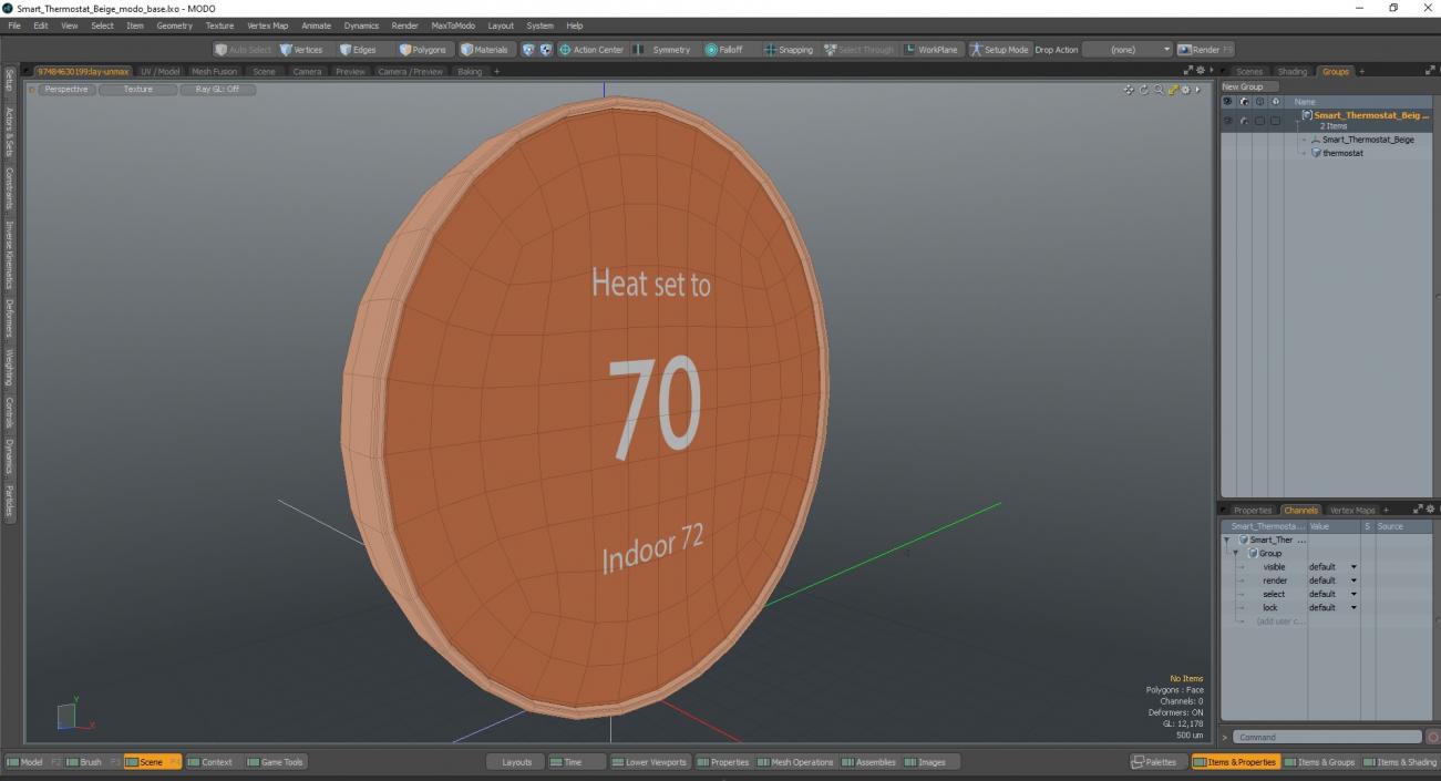 Smart Thermostat Beige 3D