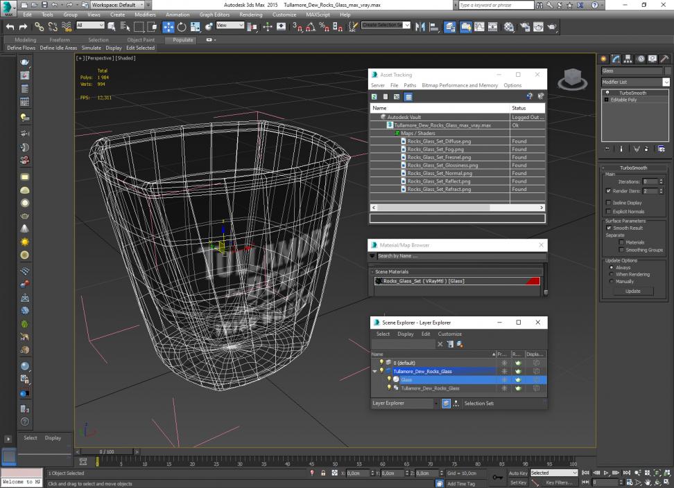 3D model Tullamore Dew Rocks Glass