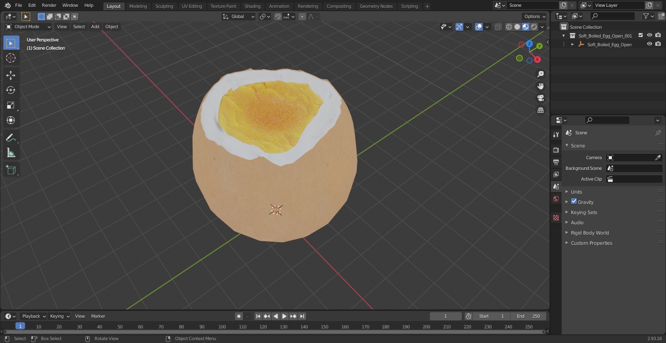 3D model Soft Boiled Egg Open