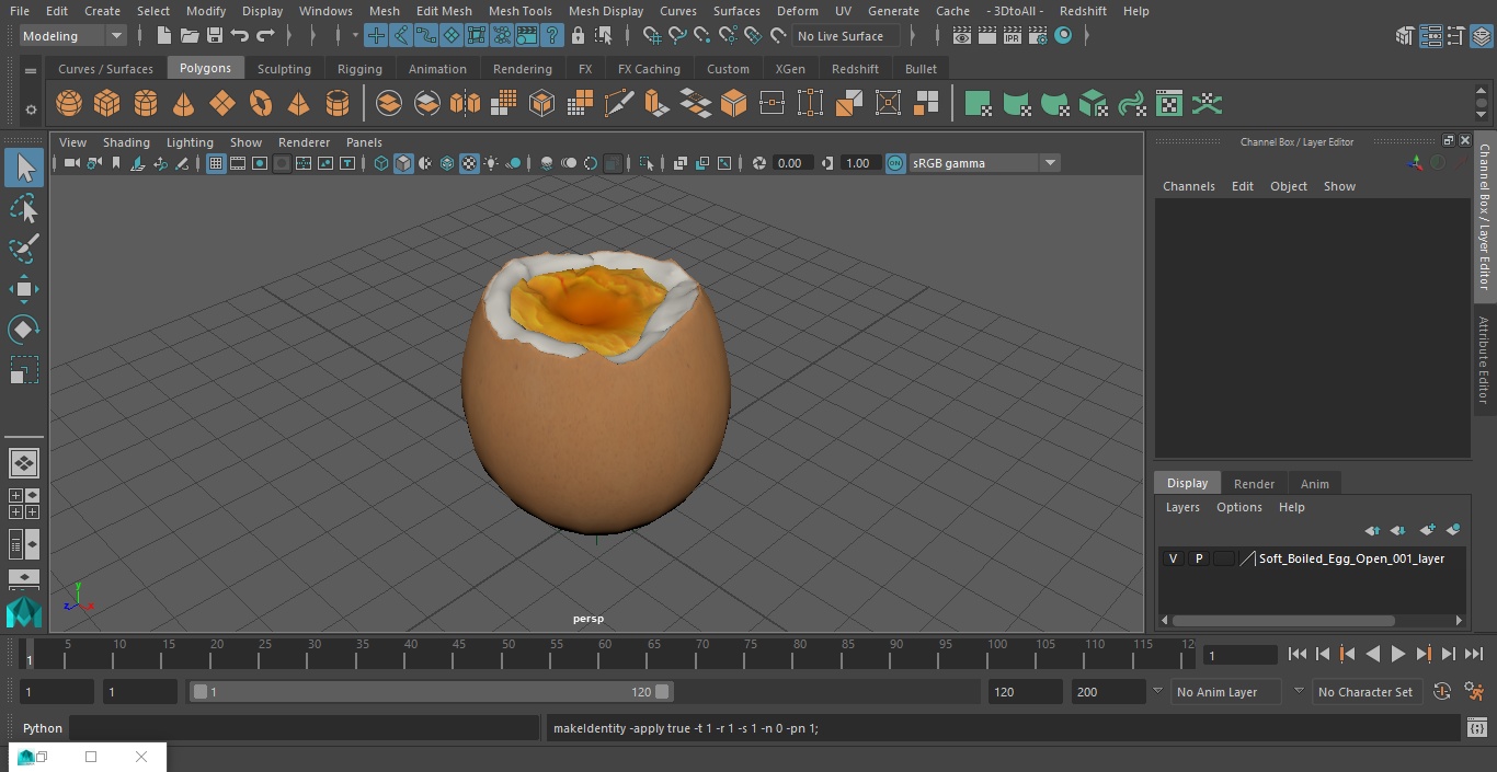 3D model Soft Boiled Egg Open