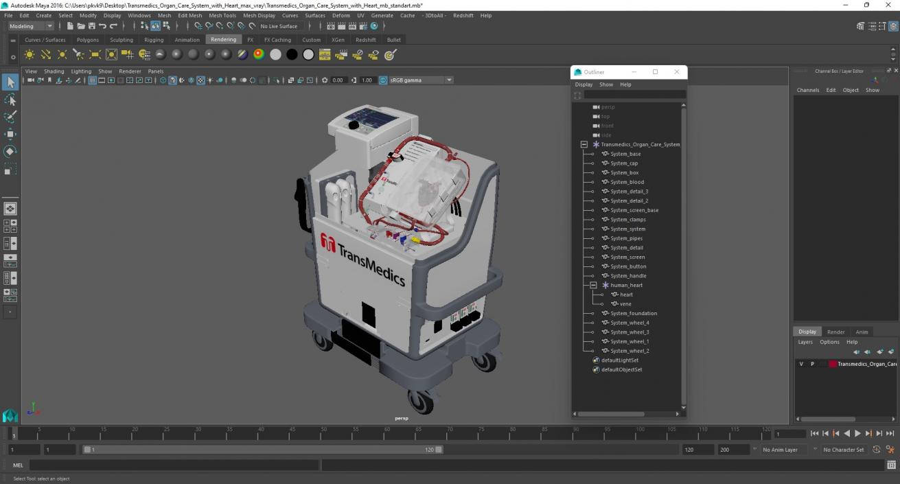 3D model Transmedics Organ Care System with Heart