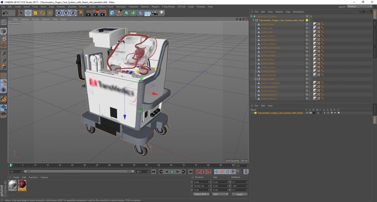 3D model Transmedics Organ Care System with Heart