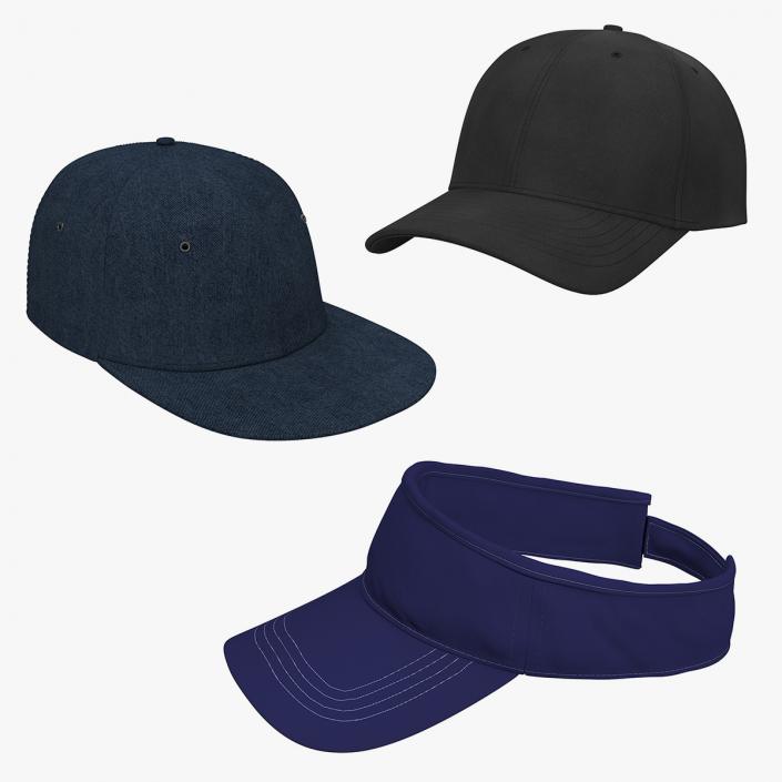 Baseball and Sunvisor Caps 3D Models Collection 3D