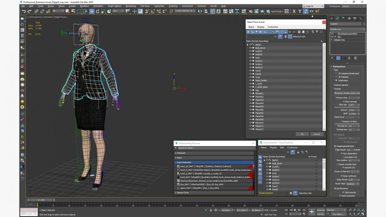 3D Professional Businesswoman Rigged model