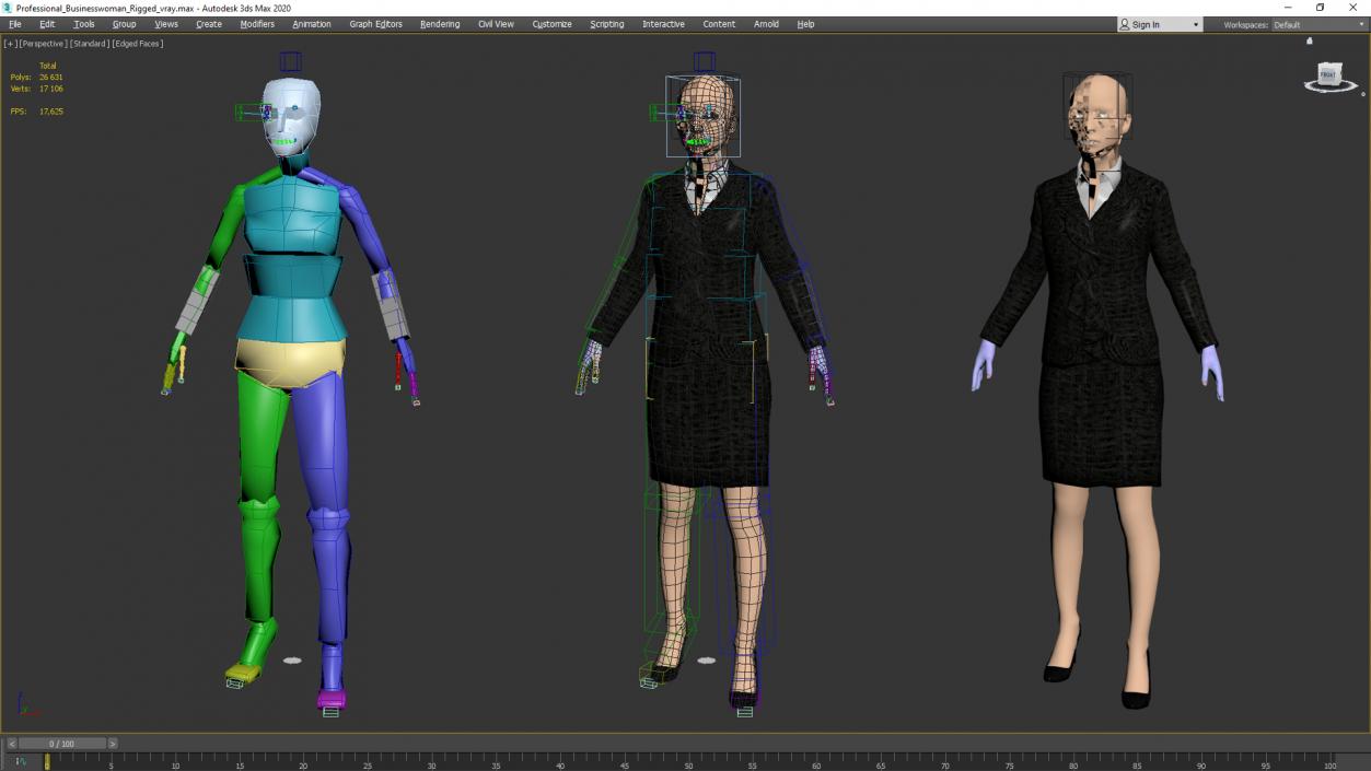 3D Professional Businesswoman Rigged model